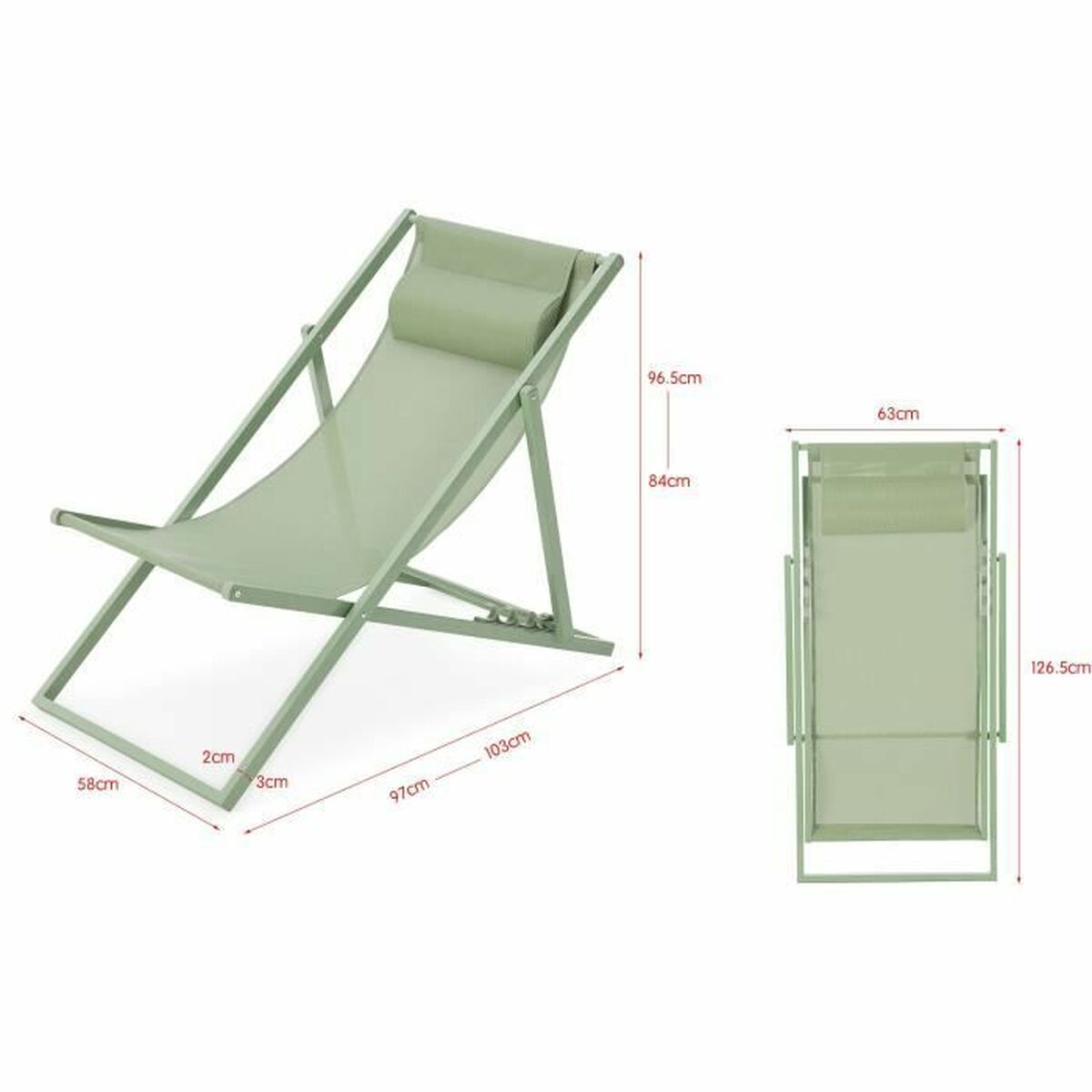 Tumbona Verde 63 x 104 x 85 cm