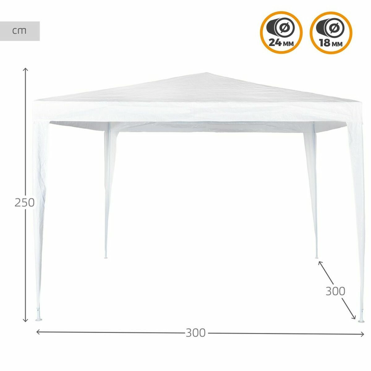 Cenador Aktive Blanco 300 x 300 x 250 cm Plástico