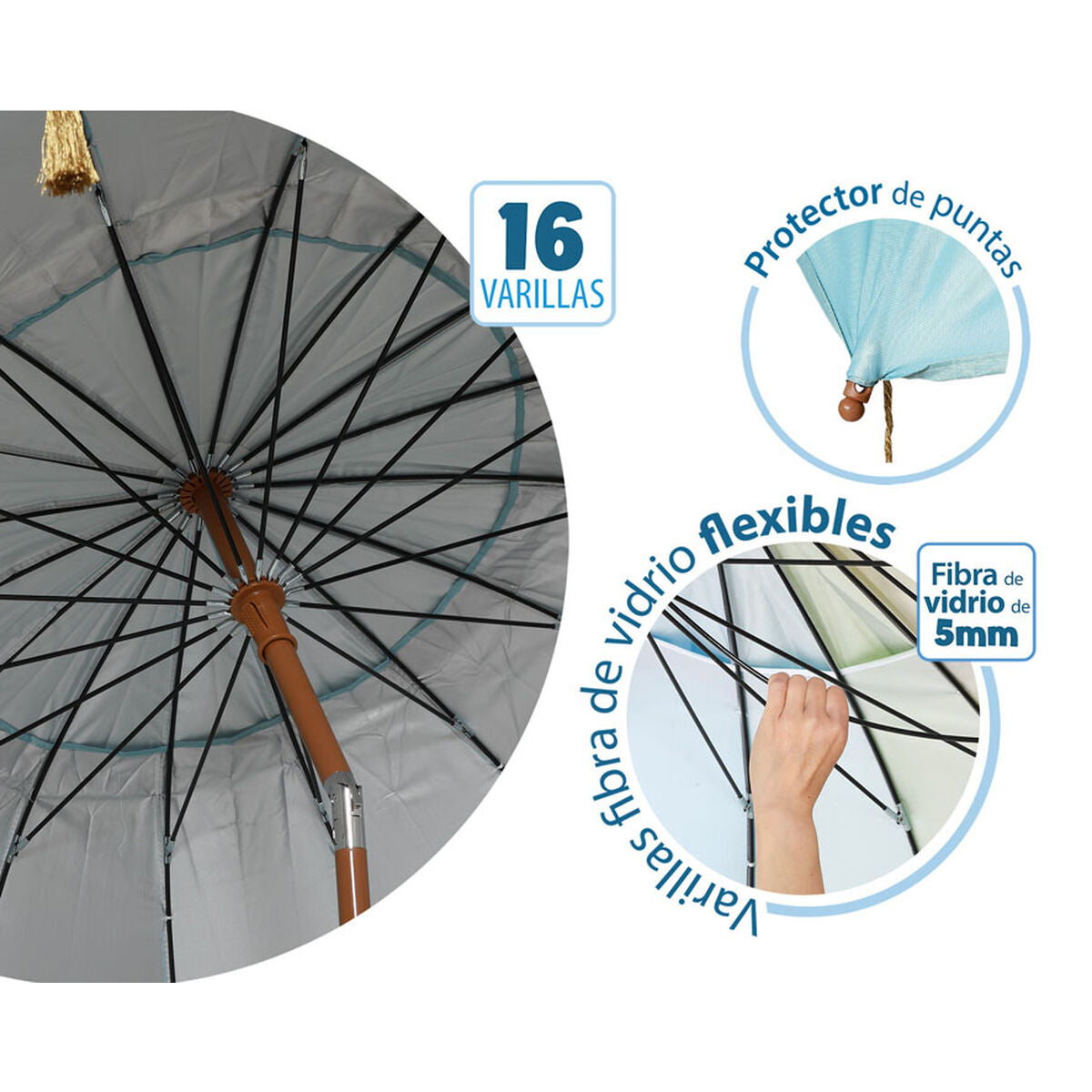 Sombrilla de playa Azul Ø 240 cm SPF50+