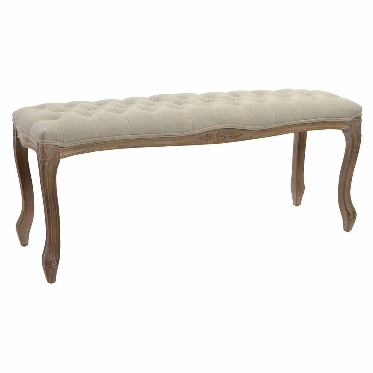 Banqueta DKD Home Decor 110 x 37 x 48 cm Natural Beige Madera Madera de caucho