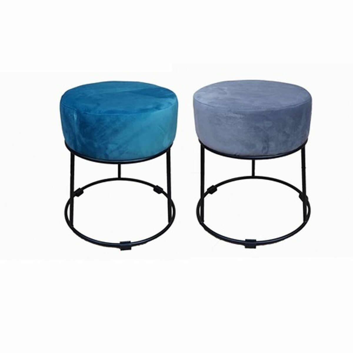 Reposapiés DKD Home Decor Negro Gris Metal Turquesa Poliéster (36 x 36 x 37 cm) (2 Unidades)