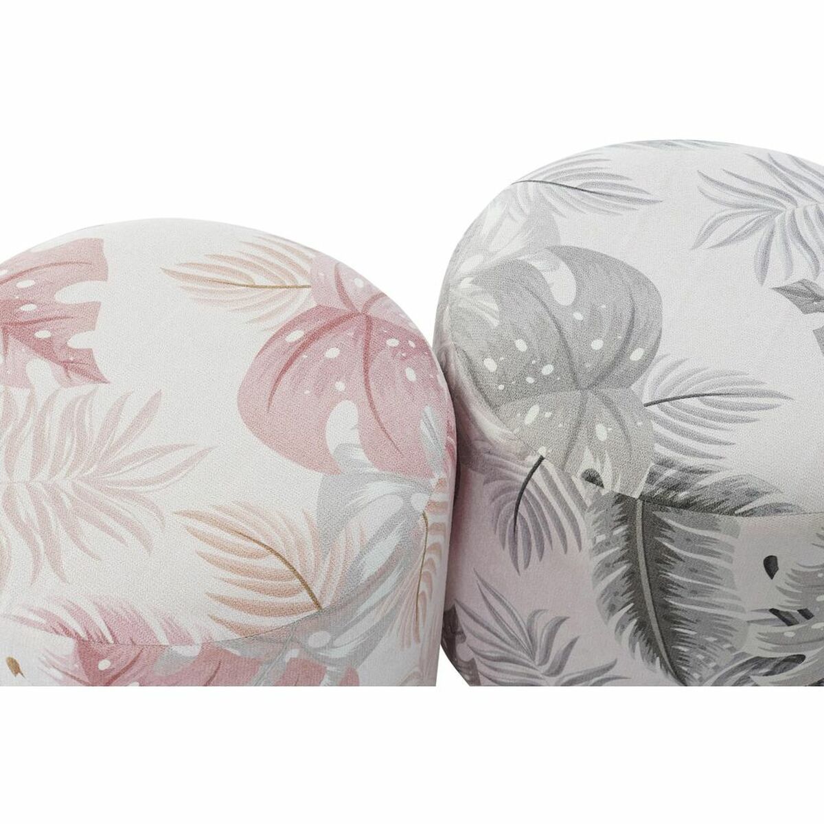 Reposapiés DKD Home Decor Gris Dorado Madera Poliéster Coral Tropical Hoja de planta (35 x 35 x 35 cm) (2 Unidades)