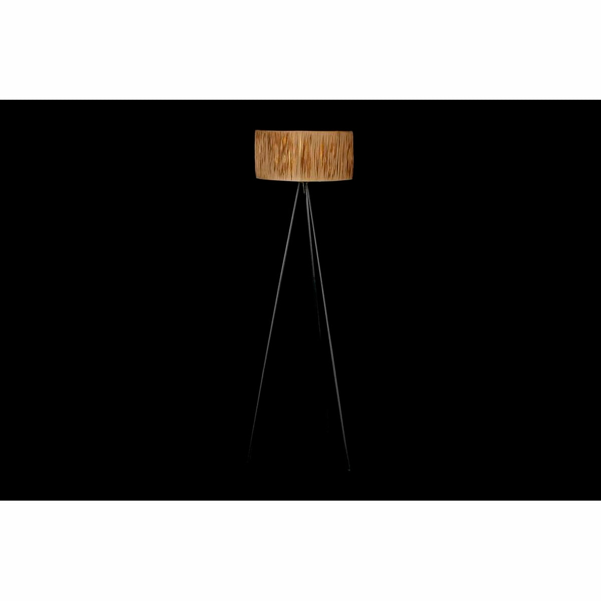 Lámpara de Pie DKD Home Decor Marrón Negro Metal Rafia 50 W 220 V 56 x 46 x 140 cm