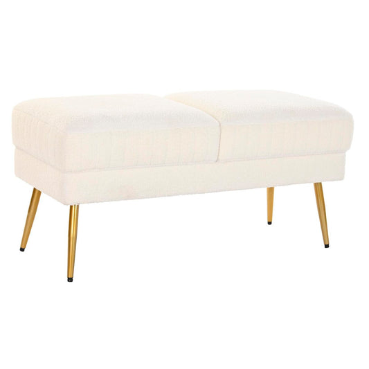 Banqueta DKD Home Decor 106 x 45 x 50 cm Dorado Metal Blanco