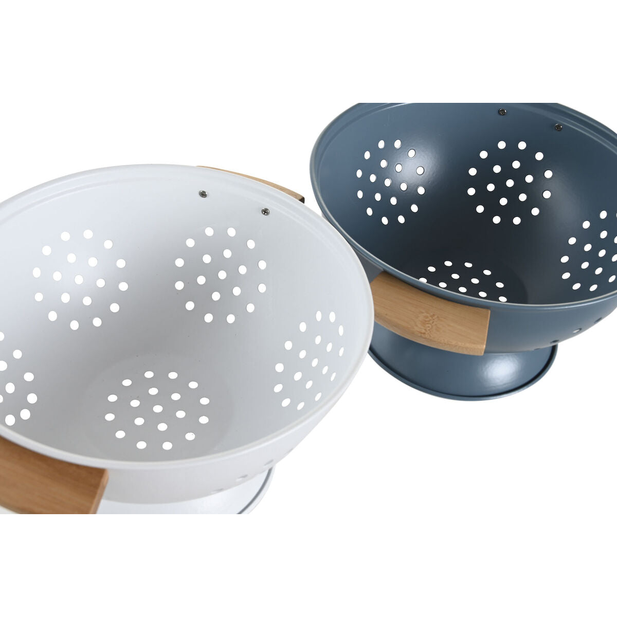 Escurridor DKD Home Decor Azul Blanco Bambú Acero Inoxidable 30 x 24,5 x 14 cm (2 Unidades)