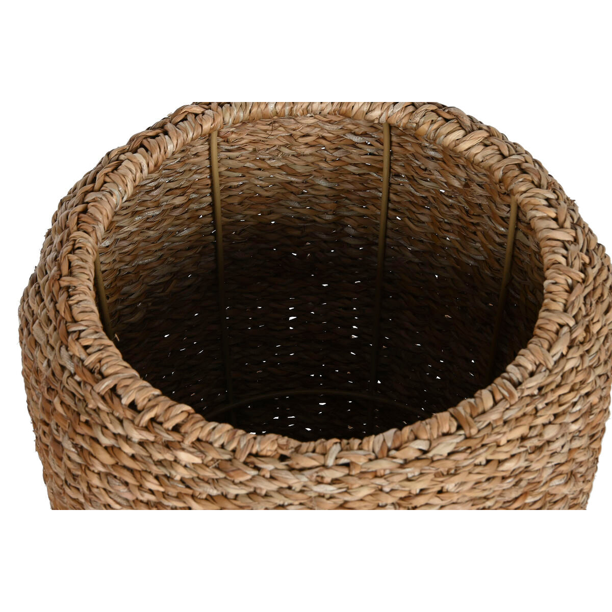 Set de Maceteros Home ESPRIT Natural Metal Fibra natural Bali 43 x 43 x 70 cm (3 Piezas)