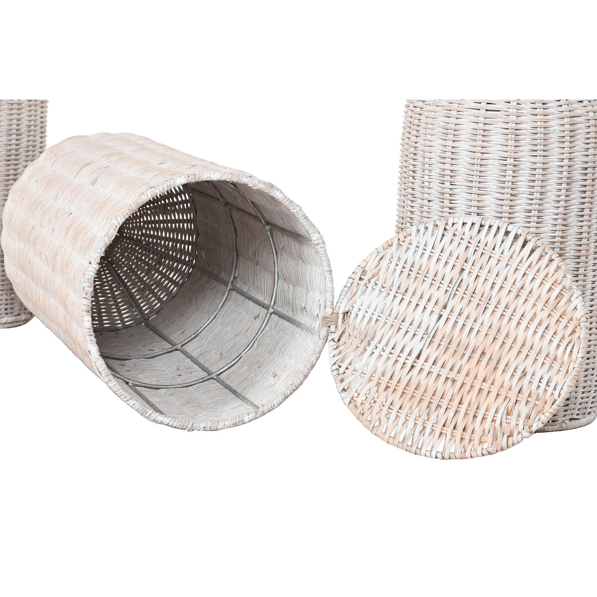 Set de 3 Jarrones Home ESPRIT Metal Natural 25 x 25 x 80 cm (3 Piezas)