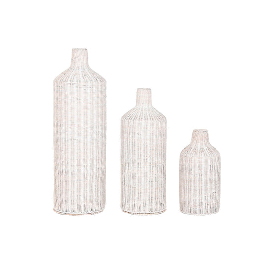 Set de 3 Jarrones Home ESPRIT Metal Natural 25 x 25 x 80 cm (3 Piezas)