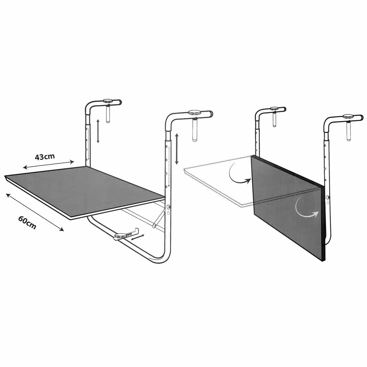 Mesa Plegable Ambiance Gris oscuro (60 x 43 cm)