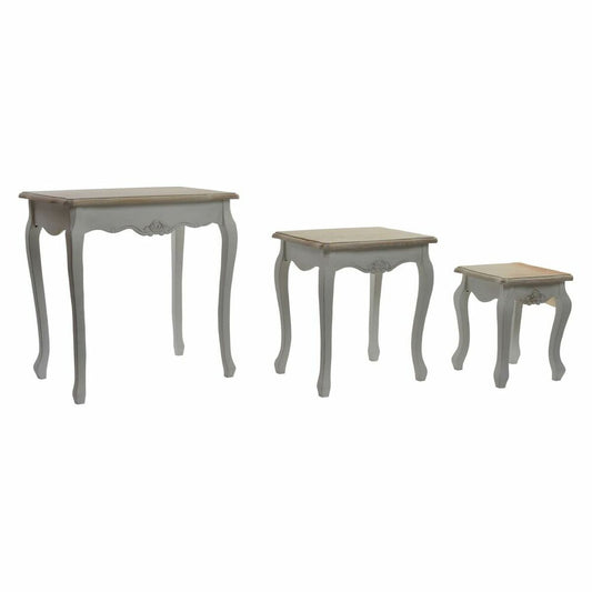 Juego de 3 mesas DKD Home Decor Madera Blanco (60 x 40 x 61 cm) (3 pcs)