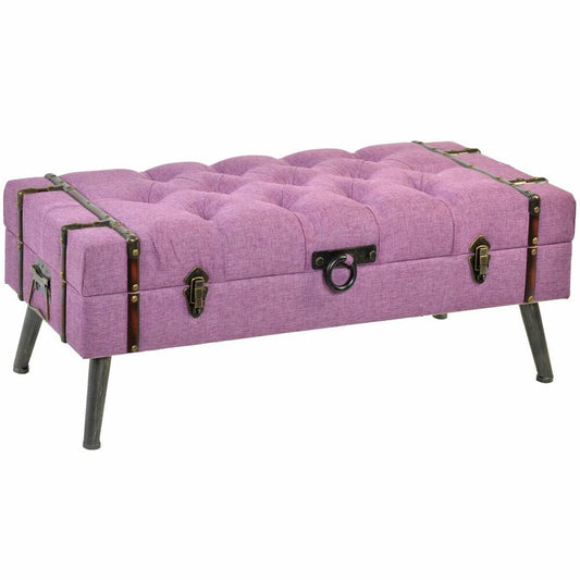 Banqueta DKD Home Decor Metal Poliéster Fucsia Madera MDF (102 x 42 x 40,5 cm)
