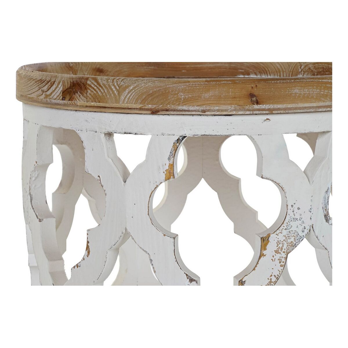 Mesa auxiliar DKD Home Decor 50 x 50 x 58 cm Abeto Natural Blanco Madera MDF