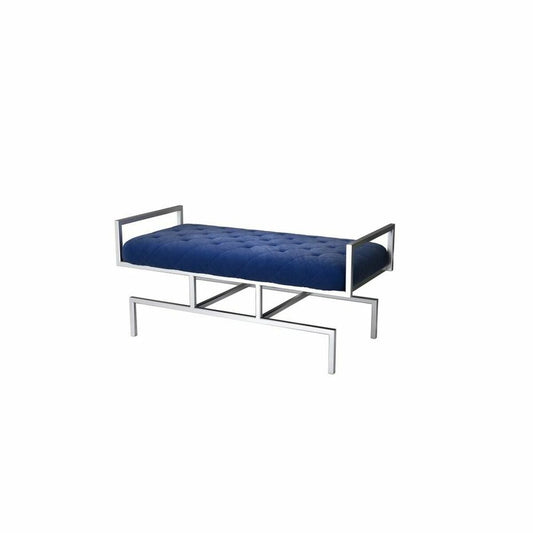 Banqueta DKD Home Decor Azul Poliéster Acero (97 x 44 x 46 cm)