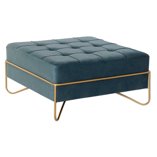 Banqueta DKD Home Decor Espuma Azul Dorado Metal Poliéster Terciopelo Madera MDF (80 x 80 x 42 cm)
