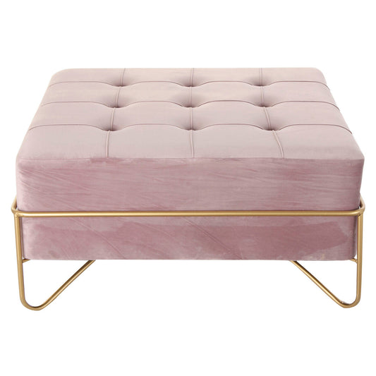 Banqueta DKD Home Decor Espuma Rosa Dorado Metal Poliéster Terciopelo Madera MDF (80 x 80 x 42 cm)