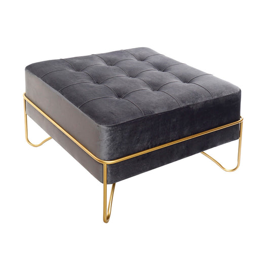Banqueta DKD Home Decor Espuma Gris Dorado Metal Poliéster Terciopelo Madera MDF (80 x 80 x 47 cm)