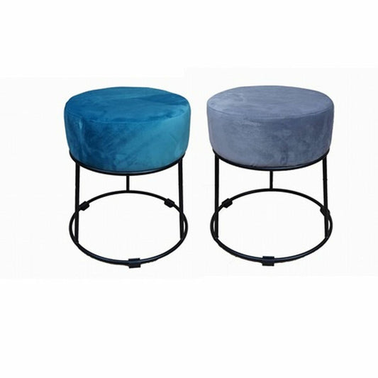 Reposapiés DKD Home Decor Negro Gris Metal Turquesa Poliéster (36 x 36 x 37 cm) (2 Unidades)
