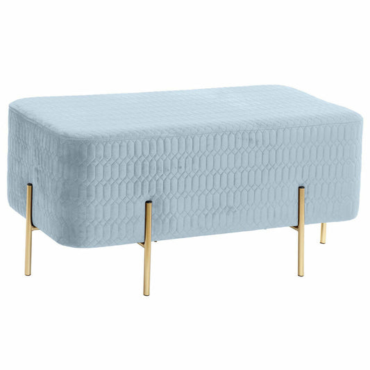 Banqueta DKD Home Decor Dorado Metal Poliéster Azul cielo Esponja (91 x 46,5 x 42 cm)