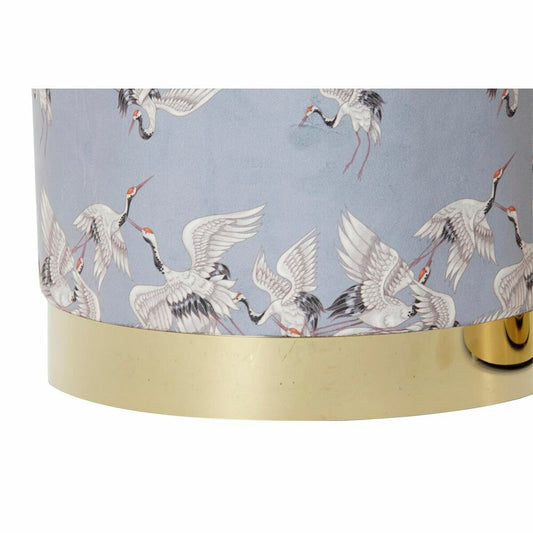 Reposapiés DKD Home Decor 32 x 32 x 38 cm Gris Dorado Metal Pájaro Oriental Mostaza (2 Unidades)