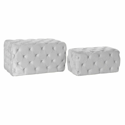 Banqueta DKD Home Decor Gris Poliéster Terciopelo Madera MDF (88 x 53 x 48 cm)