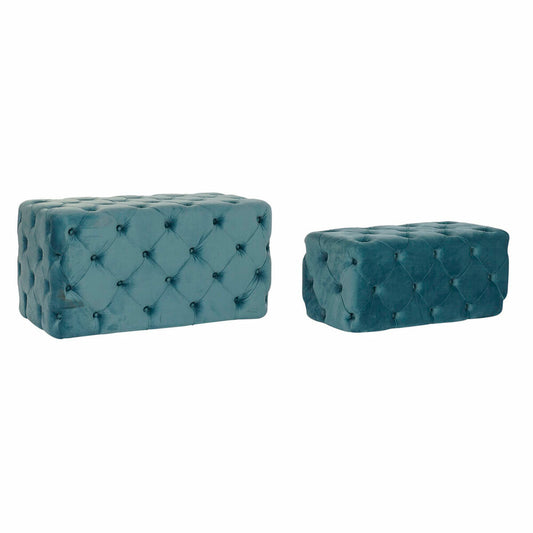 Banqueta DKD Home Decor Azul Poliéster Terciopelo Madera MDF (88 x 53 x 48 cm)