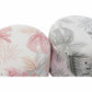 Reposapiés DKD Home Decor Gris Dorado Madera Poliéster Coral Tropical Hoja de planta (35 x 35 x 35 cm) (2 Unidades)