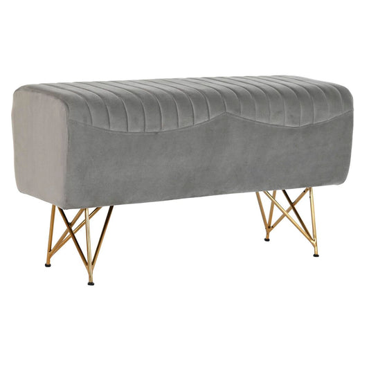 Banqueta DKD Home Decor 90 x 31 x 47 cm Gris Dorado Metal