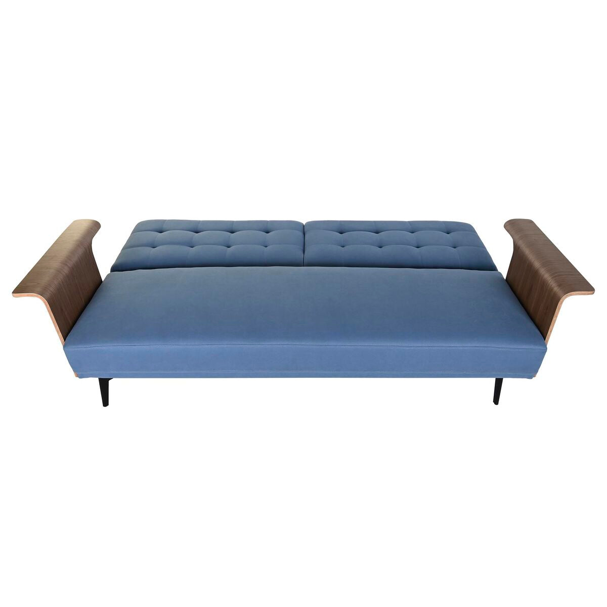 Sofá Cama DKD Home Decor Negro Azul Metal Marrón Poliéster Madera de eucalipto (203 x 87 x 81 cm)