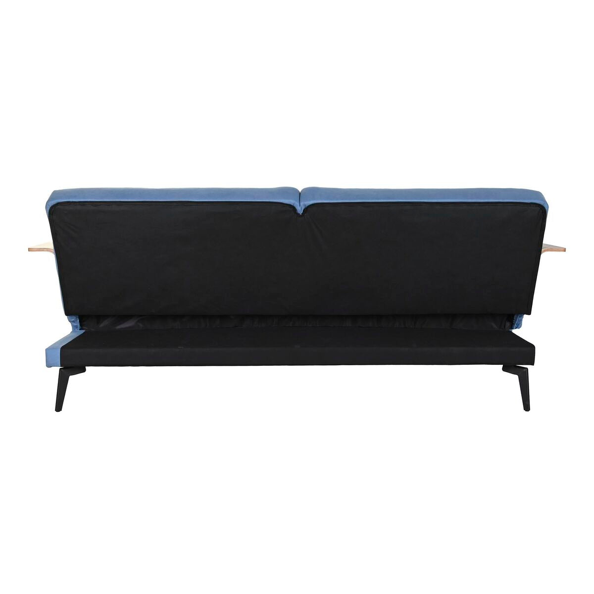 Sofá Cama DKD Home Decor Negro Azul Metal Marrón Poliéster Madera de eucalipto (203 x 87 x 81 cm)