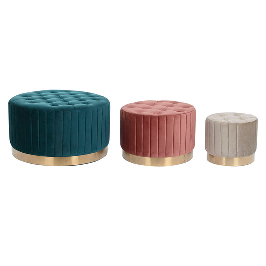 Reposapiés DKD Home Decor Verde Gris Burdeos Dorado Metal Terciopelo 80 x 80 x 45 cm