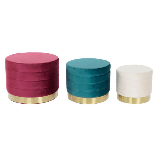 Reposapiés DKD Home Decor Multicolor Madera MDF Terciopelo 60 x 60 x 45 cm