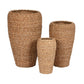 Set de Maceteros Home ESPRIT Natural Metal Fibra natural Bali 43 x 43 x 70 cm (3 Piezas)