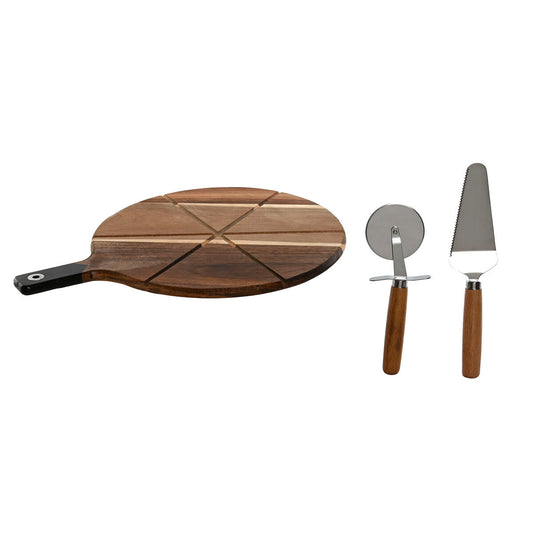 Molde para Pizza Home ESPRIT Natural 30 x 40 x 1,5 cm (3 Piezas)