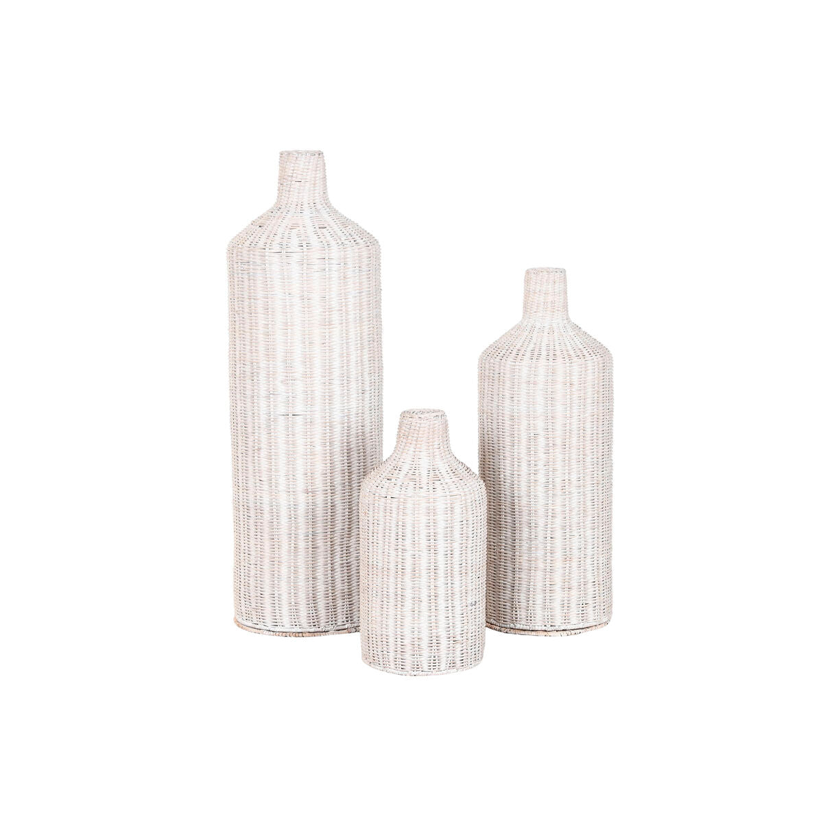 Set de 3 Jarrones Home ESPRIT Metal Natural 25 x 25 x 80 cm (3 Piezas)