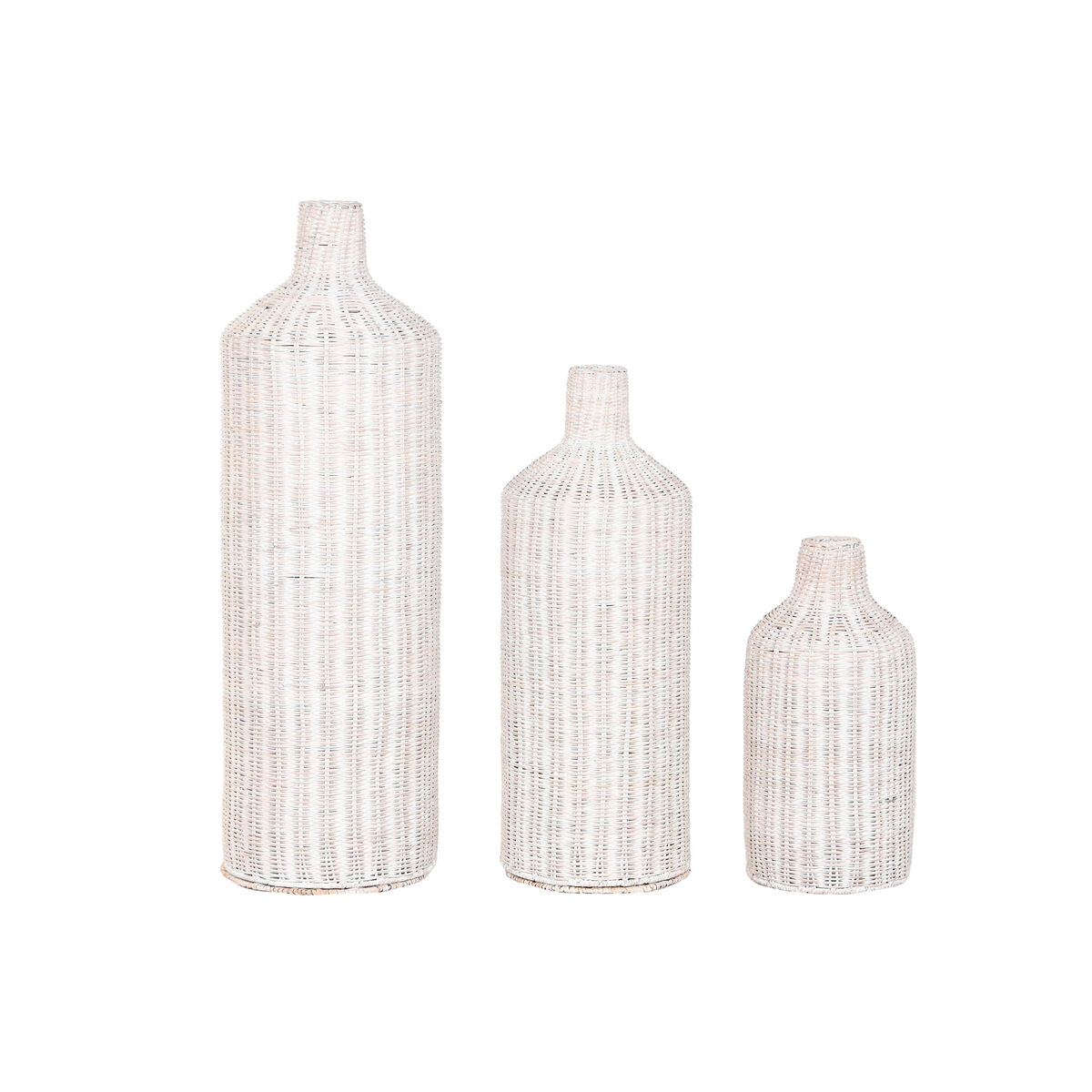 Set de 3 Jarrones Home ESPRIT Metal Natural 25 x 25 x 80 cm (3 Piezas)