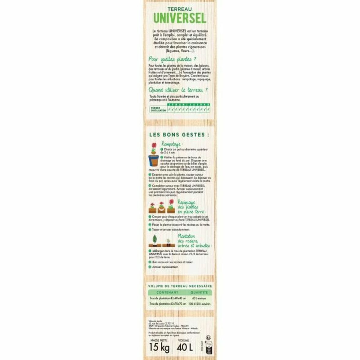 Tierra para macetas Vilmorin Universal 40 L - Imagen 4