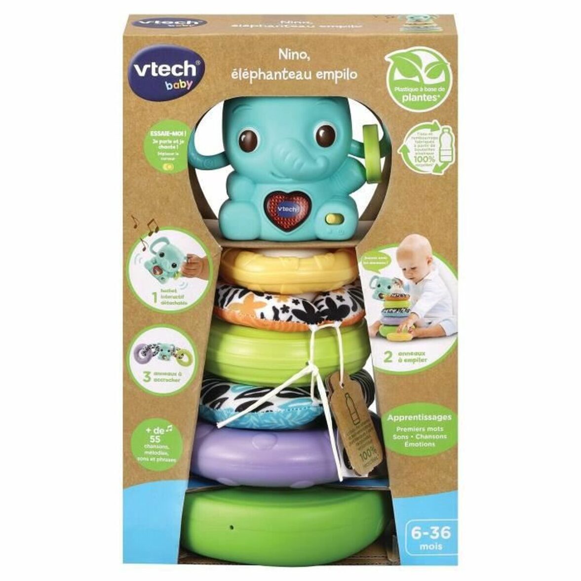 Juguete para perros Vtech Baby NINO, ÉLÉPHANTEAU EMPILO 3 EN 1 - Imagen 6