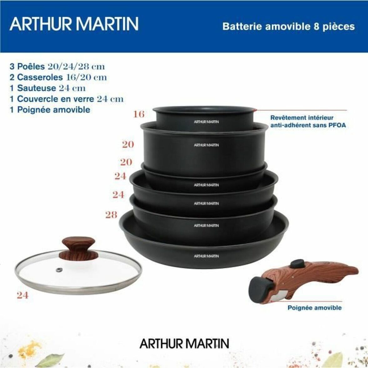 Batería de Cocina Arthur Martin 8 Piezas - Imagen 3