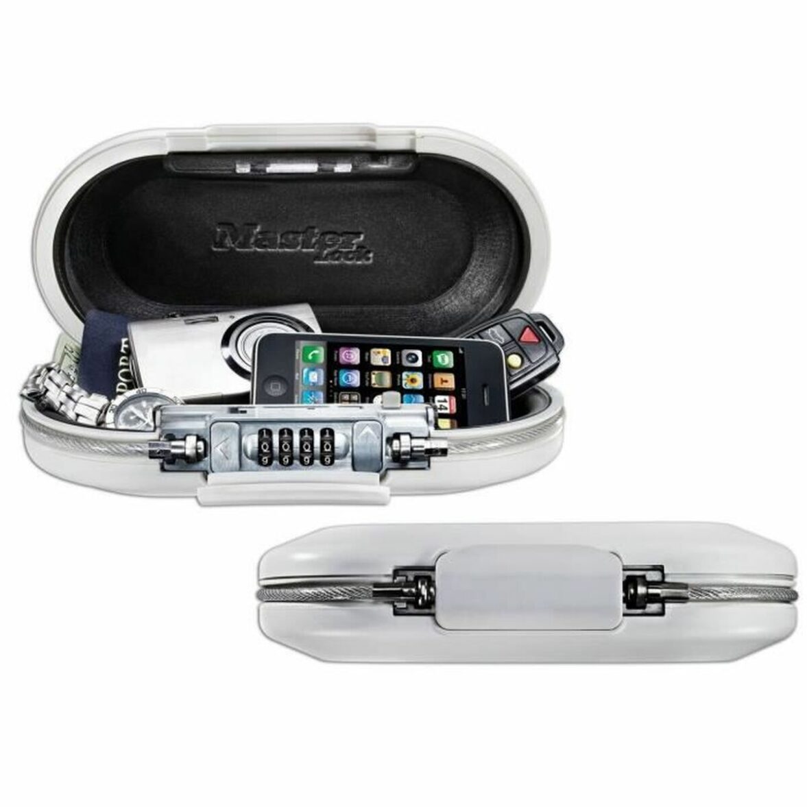 Caja Fuerte Portátil con Cable de Seguridad Master Lock 5900EURDWHT Blanco ABS 700 ml 6 x 12,9 x 24 cm - Imagen 5