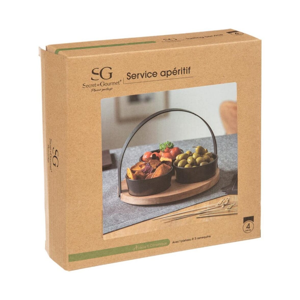 Set de Aperitivo Secret de Gourmet Negro Gres 4 Piezas (Ø 21 cm) - Imagen 4