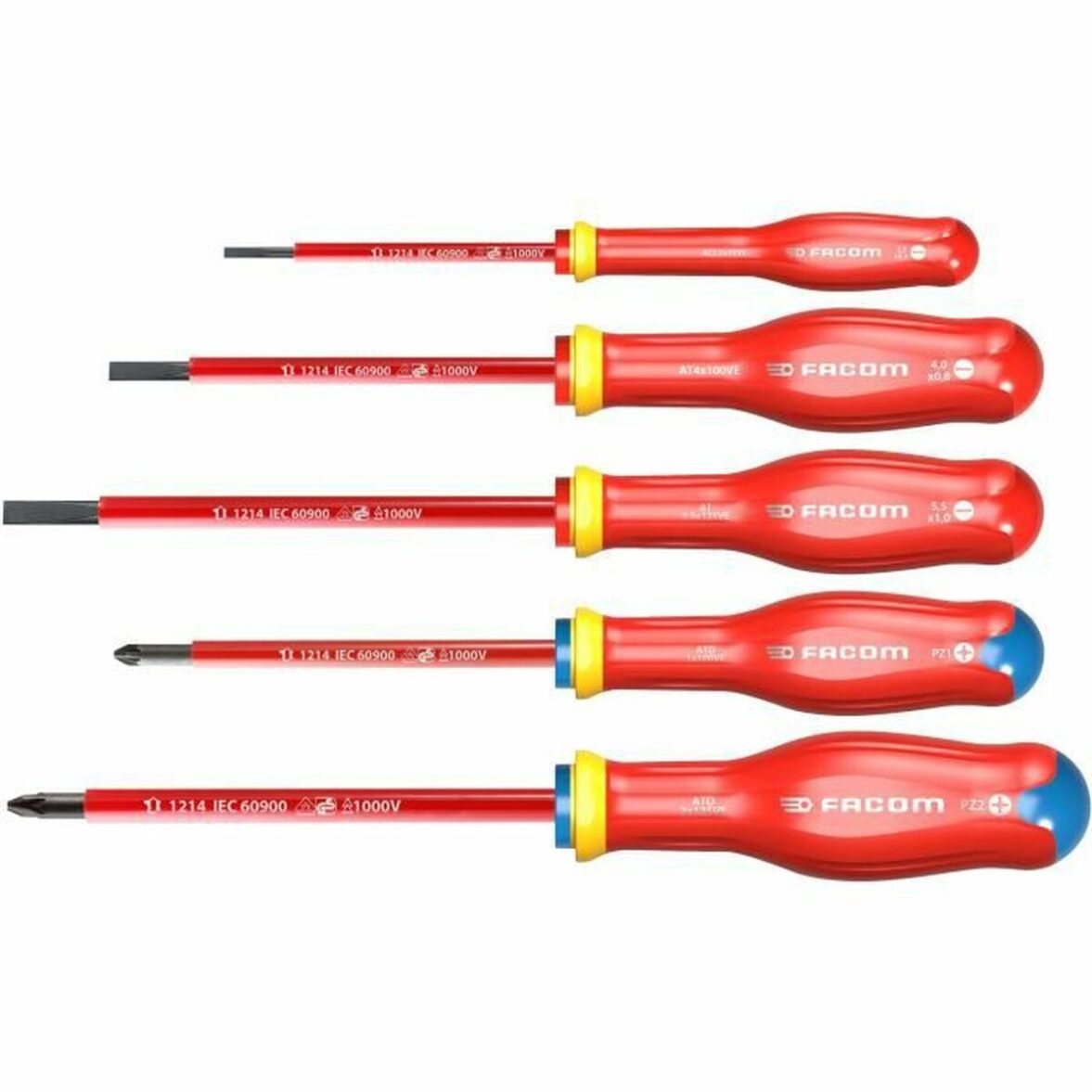 Set de Destornilladores Facom Protwist Isolated 1000V AT5VE.PB Plana Pozidriv 5 Piezas - Imagen 3