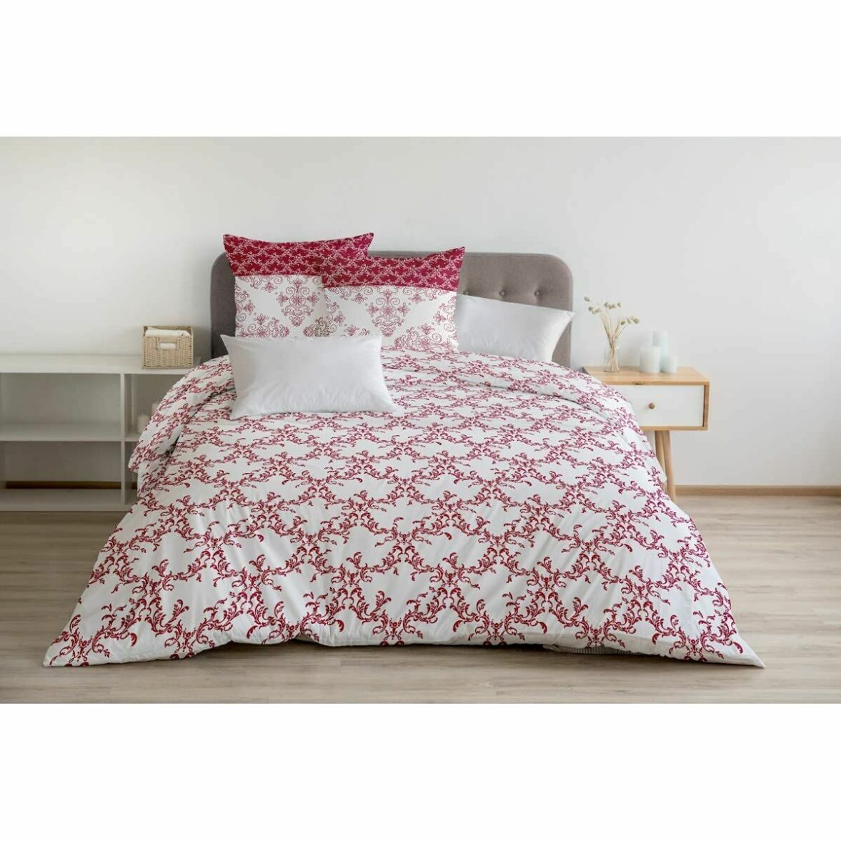 Funda Nórdica HOME LINGE PASSION Blanco Burdeos 240 x 260 cm - Imagen 3