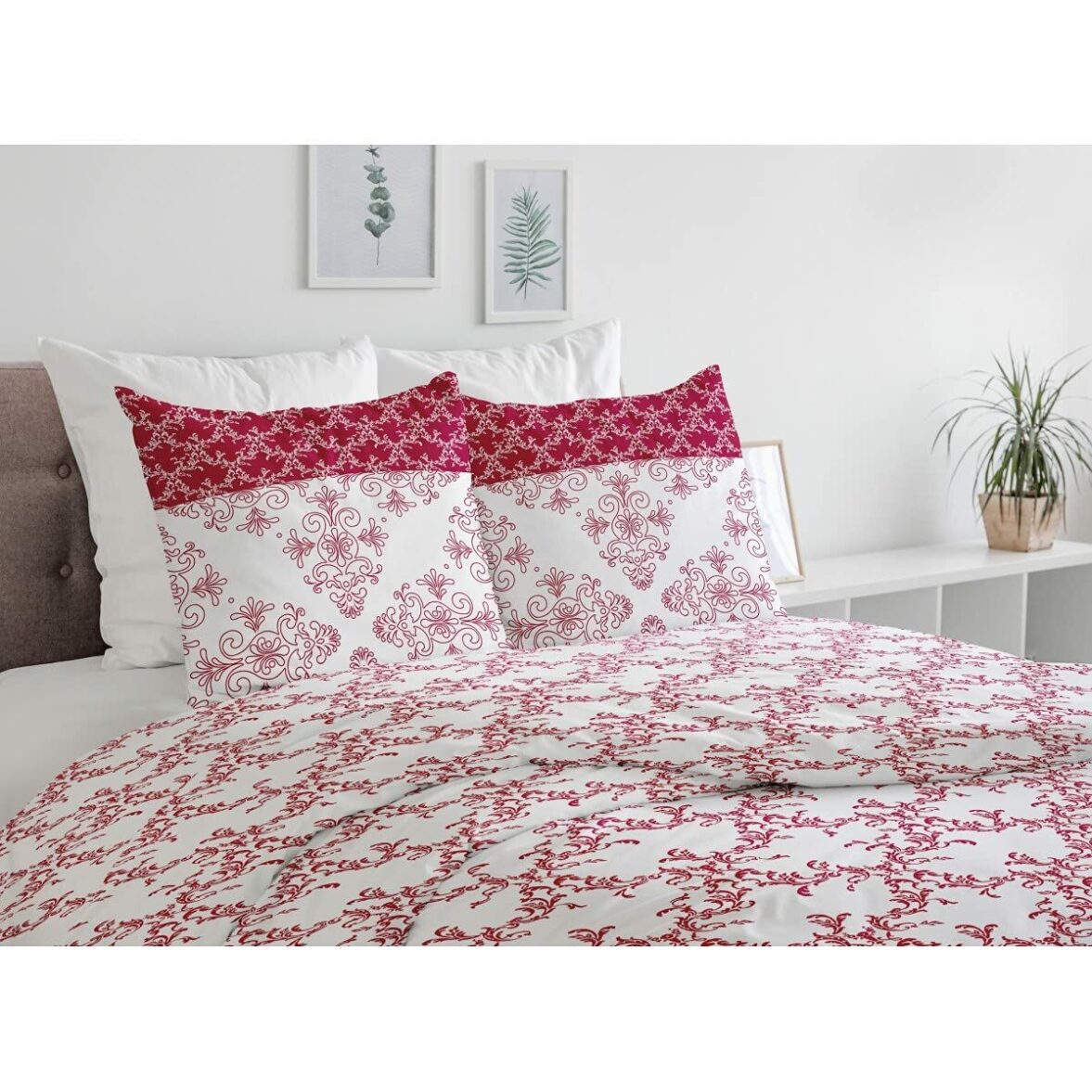 Funda Nórdica HOME LINGE PASSION Blanco Burdeos 240 x 260 cm - Imagen 4