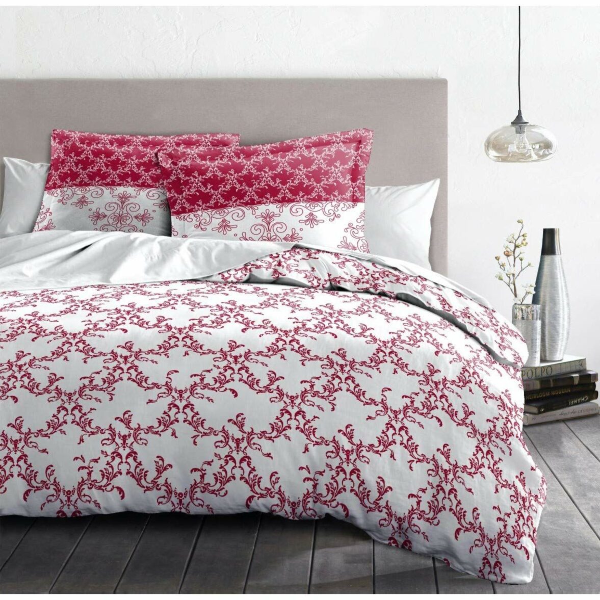 Funda Nórdica HOME LINGE PASSION Blanco Burdeos 240 x 260 cm - Imagen 5