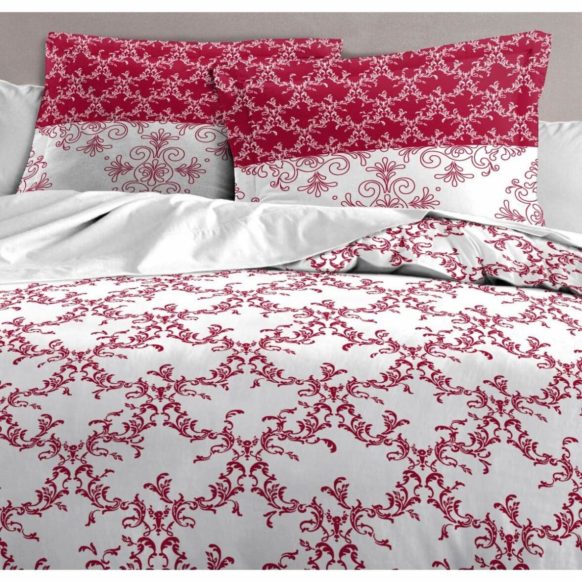 Funda Nórdica HOME LINGE PASSION Blanco Burdeos 240 x 260 cm - Imagen 6