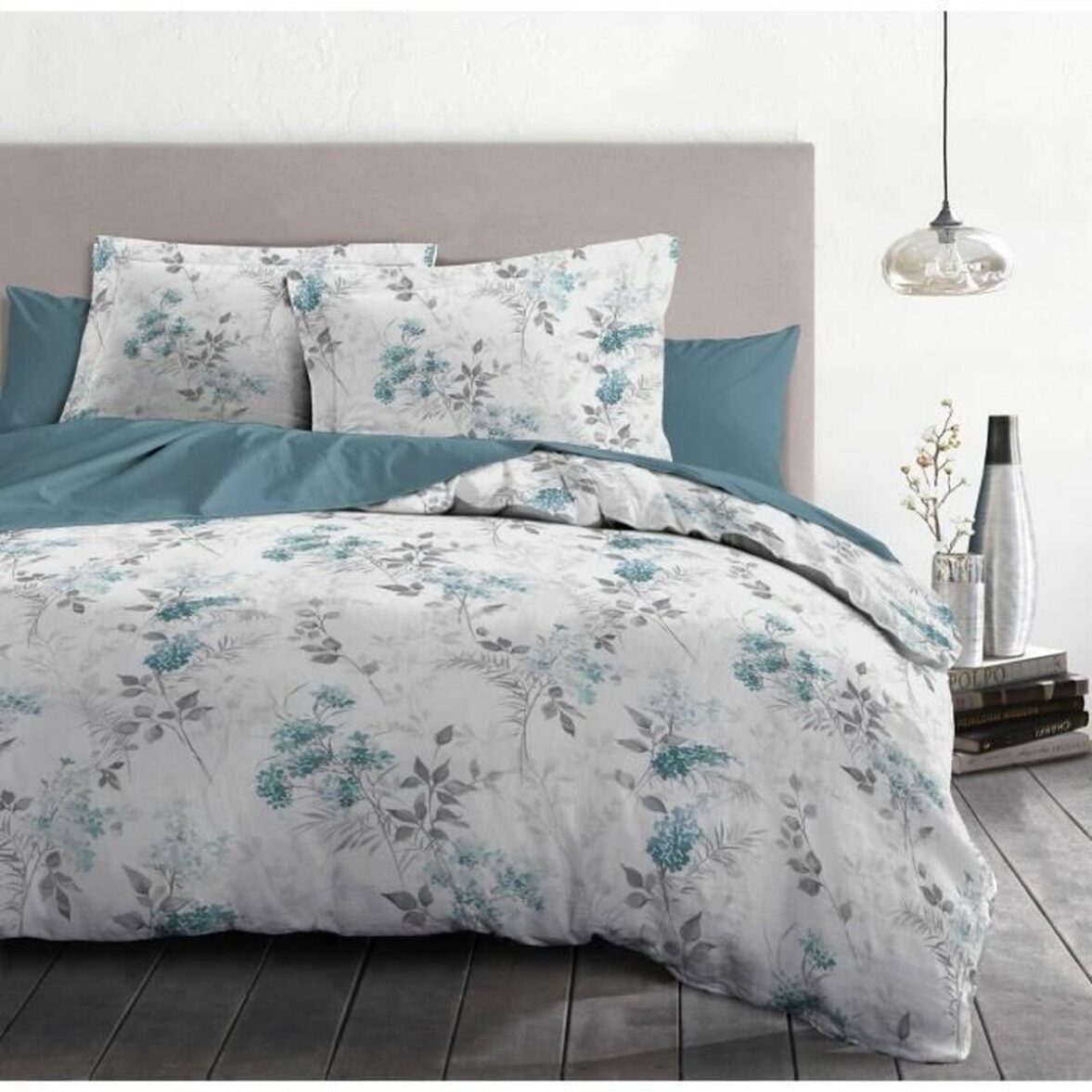 Juego de funda nórdica HOME LINGE PASSION POMPADOUR Azul/Blanco - Imagen 3