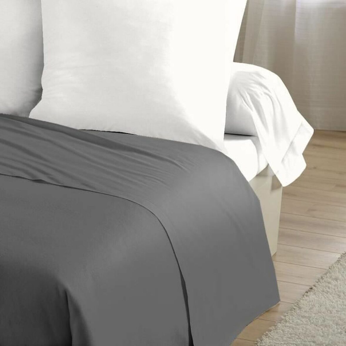 Juego de Sábanas HOME LINGE PASSION Flat sheet Gris Cama individual 180 x 290 cm - Imagen 3