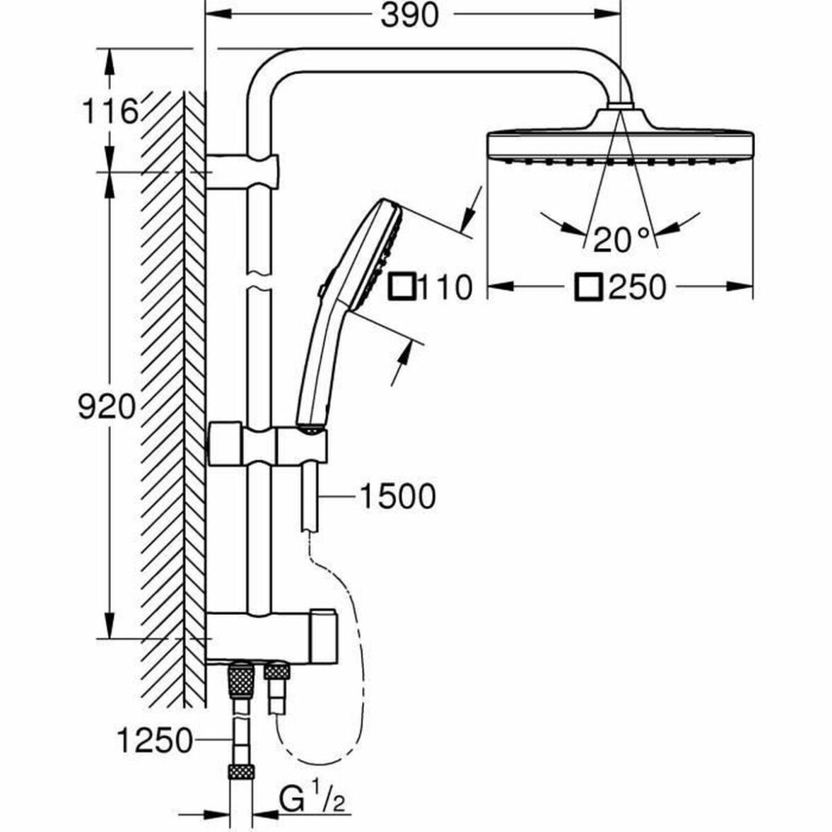 Columna de Ducha Grohe Vitalio Comfort 250 Plástico - Imagen 4