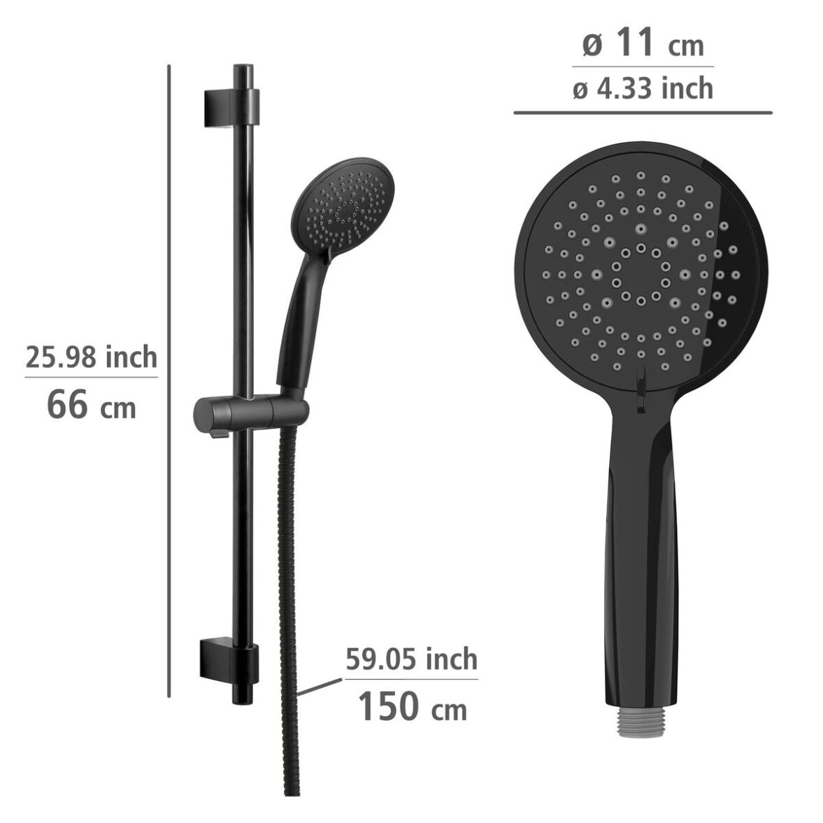 Set de Ducha Wenko Young Line 25451100 Negro mate Acero Inoxidable Ø 19 mm 66 cm - Imagen 4