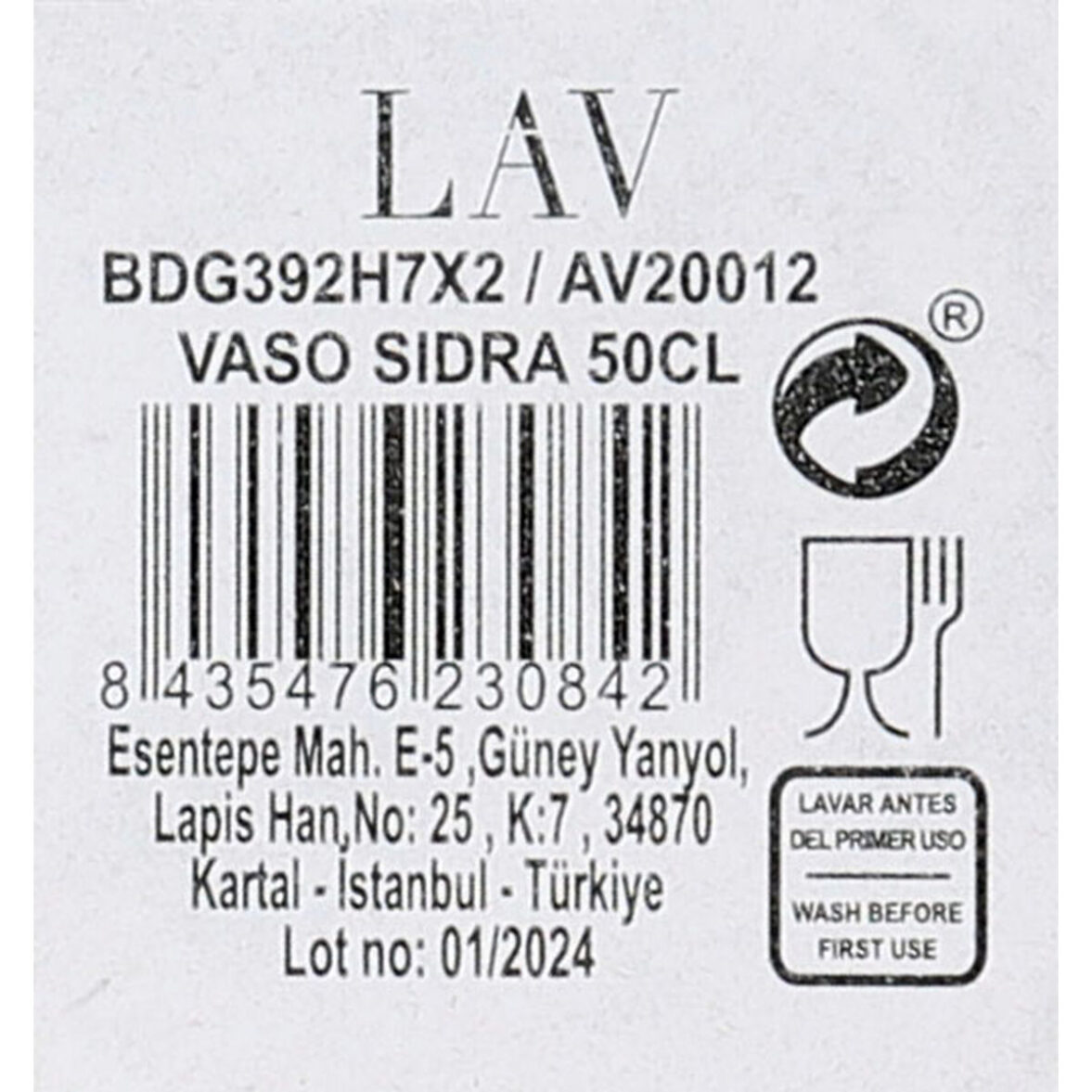 Vaso LAV Bodega Vidrio 48 Unidades 50 cl - Imagen 3